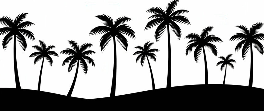 Silhouette of Palm Trees on Curved Horizon