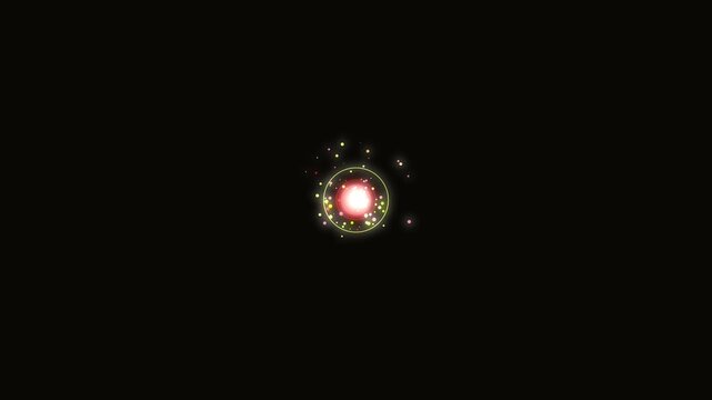 Modern abstract particles forming bright energy core revealing logo animation background movement