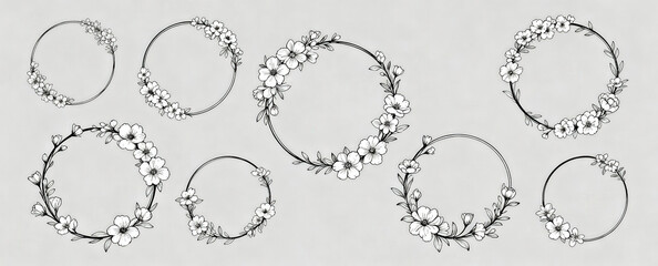 Obraz premium Hand-drawn Floral Wreaths Collection Very good content.