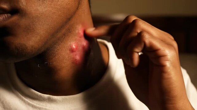 Examining Skin Irritation: A Close-Up View of Neck Condition And Skin Texture