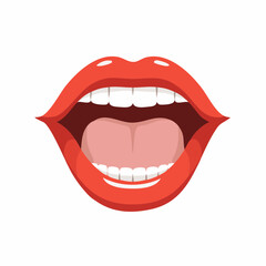 Naklejka premium Open Mouth with Red Lips and White Teeth