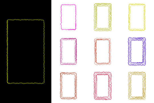 Hand drawn scribbled rectangular frames for digital planner and bullet journal decoration