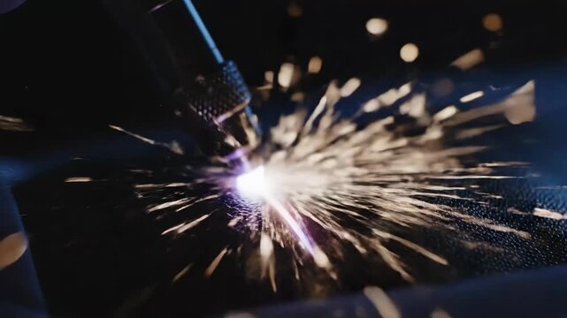 Fiery Etching Process: Capturing the Artistry of Metallic Sparks on Dark Surfaces