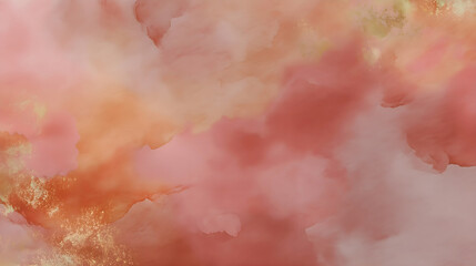Fototapeta premium Abstract watercolor background with pink and orange clouds