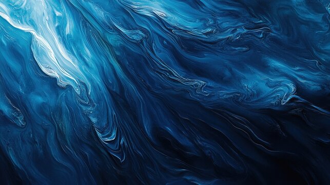 Grainy abstract background with fluid wave-like blue tone forms, gradual color transition from dark contrasting blues to bright vibrant blues, dynamic diagonal flowing color bands