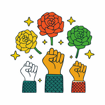 Feminist Fist and Flower Illustration