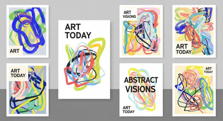 Obraz premium Bold Typography Meets Abstract Line Art in Vibrant Poster Design