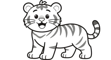 Fototapeta premium A cartoon tiger with a big smile