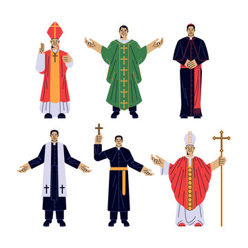 Church Cardinals Clergy Flat Design 
