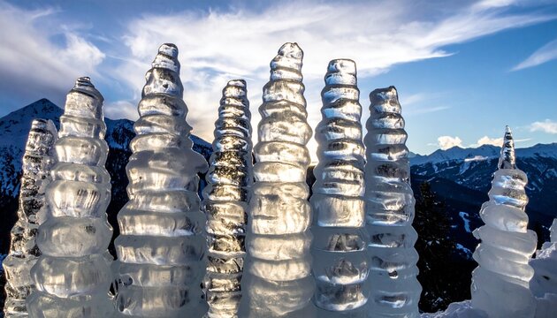 Ice Formations in Frozen Lake Landscape.