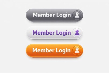 Fototapeta premium Variations of member login button designs for user interface applications
