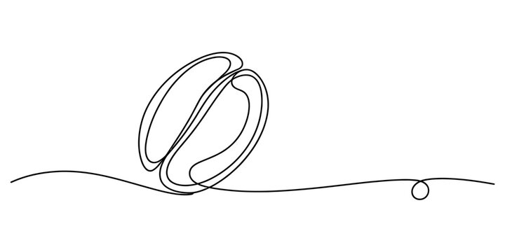 Continuous single line drawing of a coffee bean roasted seed for morning caffeine drink logo design graphic element Vector, illustration