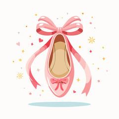 Pink Ballet Slipper with Bow and Stars © nilam