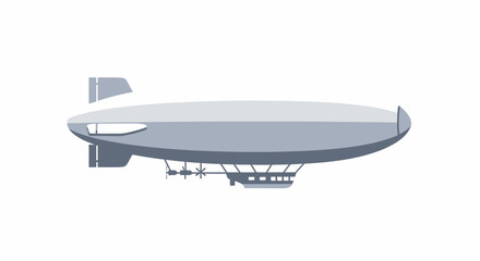 Vintage Airship Illustration: Retro Blimp Transportation with Gondola and Propellers © Azrha
