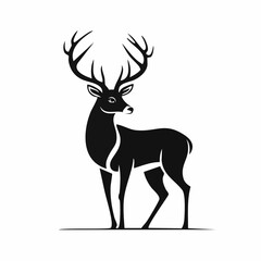 Fototapeta premium Stylized Black Silhouette of a Majestic Stag