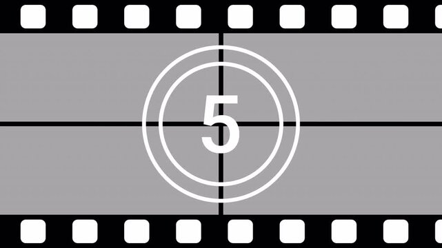 10 second old film countdown timer animation, retro wipe rolling effect. Countdown movie from 10 to 0 number. Video 4k