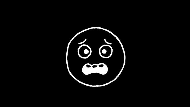 Drawn face with fearful expression: A simple line drawing of a face expresses raw, honest fear, conveying the intense experience of dread with its wide, apprehensive eyes.