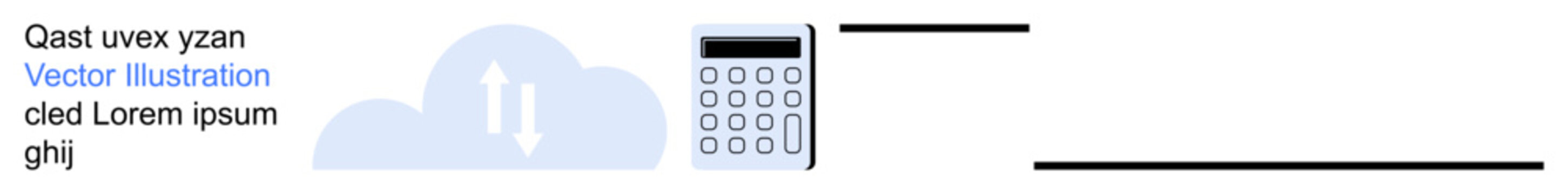Cloud computing, data synchronization, accounting applications, digital tools, business solutions, tech integration. A visual of a cloud with arrows and a calculator. Cloud computing and data