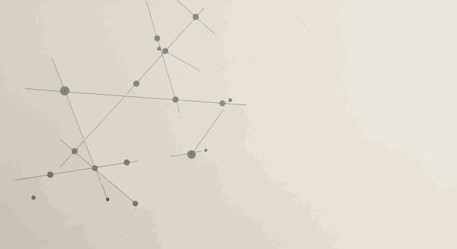 Constellation map illustration with geometric nodes and lines on aged paper background representing astronomy and navigation or chemical molecular structure and scientific network diagrams creative.