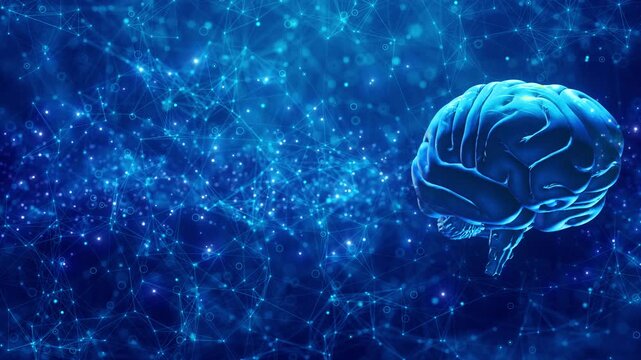Artificial intelligence Electronic brain AI Futuristic 3d Hologram of Human brain Energy HUD Infographic. Brain 3d wireframe Processing Unit Ai machine learning. tech Global medicine science research