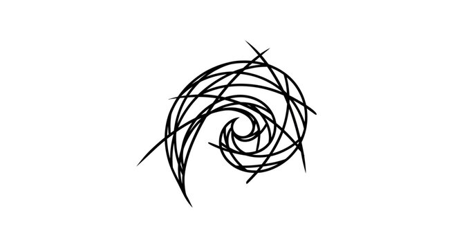 Abstract Spiral Swirl Black Lines on White Background