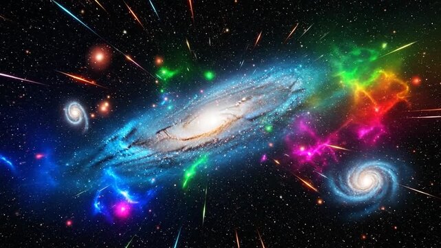 Cosmic Galaxy Cloud Emergence in Vivid Colorful Space Scene