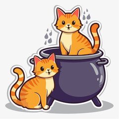 Obraz premium Cute Orange Tabby Cats in a Cauldron
