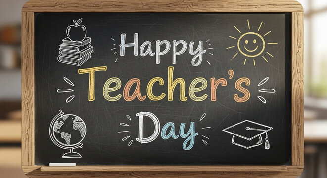 Happy teacher's day chalkboard illustration