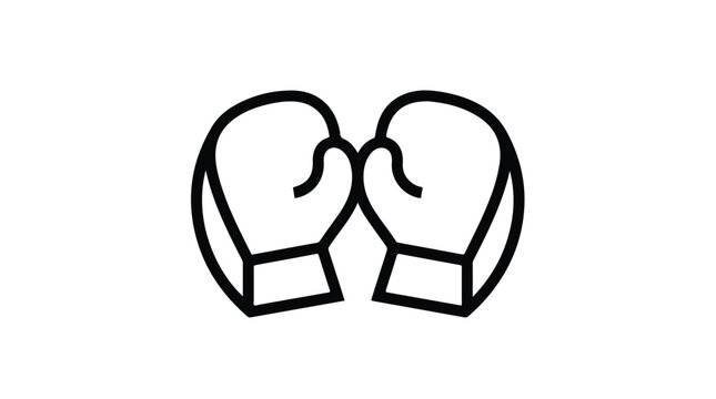 Minimalist black and white illustration of boxing gloves facing each other, symbolizing boxing training and rivalry