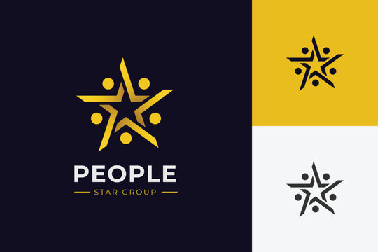 People Star Logo Teamwork Unity Concept for Community and Corporate Branding