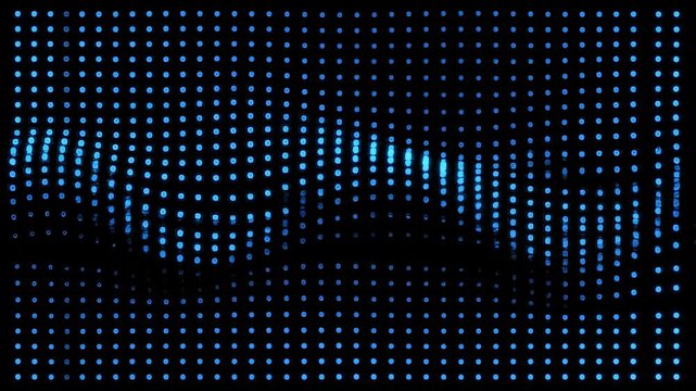 Blue glowing dots arranged in a grid, with a blurred wavy light effect on the left side