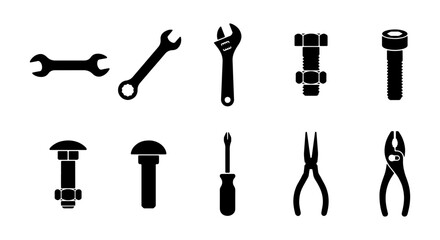 Fototapeta premium Tool Set Silhouette Vector Icon Pack