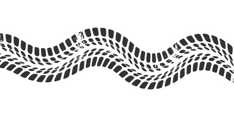 Abstract grunge wavy tire track background vector illustration with distressed texture for off-road automotive design concepts.  © Song Long