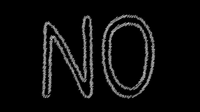 Word of Refusal: The word NO is artistically drawn on a chalkboard, conveying a strong message of denial and disagreement. 