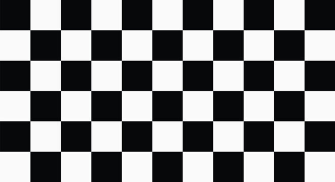 Black and white checkers line seamless pattern. Vector illustration.