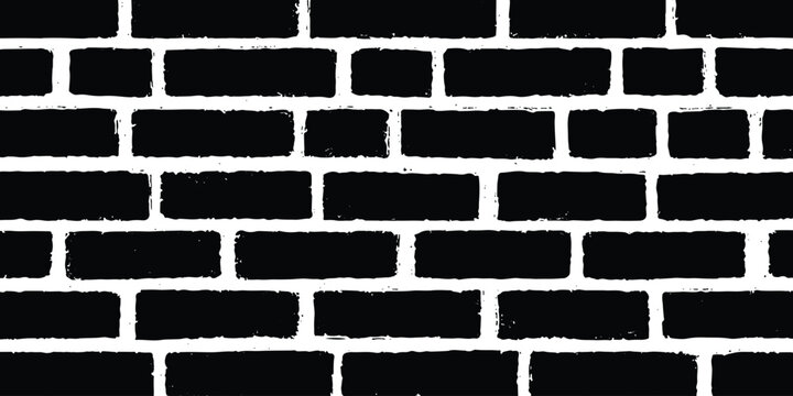 Grunge black and white brick wall texture background design element for urban architectural concepts vector illustration.