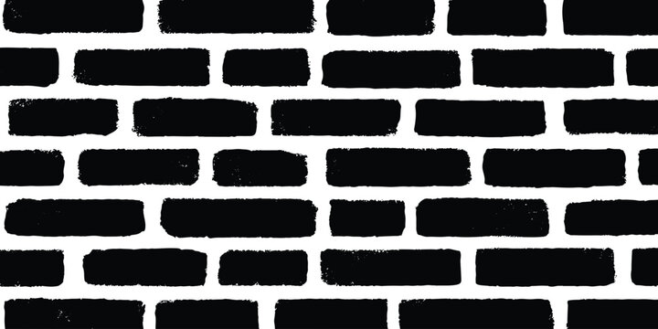 Grunge black and white brick wall texture background design element for urban architectural concepts vector illustration.