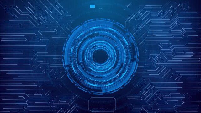 Futuristic hi-tech technology tunnel cyber AI artificial intelligence data mining circuit board electronic deep learning Computer chip technology. cyberspace holiday presentations luminous particles