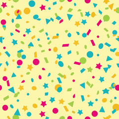 Obraz premium Colorful confetti pattern on pale yellow