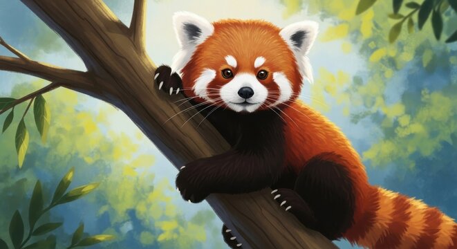 Charming red panda portrait explore the world of ailurus fulgens with this stunning wildlife image