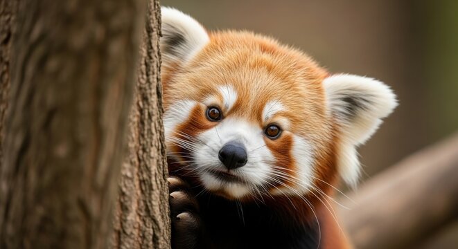 Charming red panda portrait a close up of the adorable lesser panda in its natural habitat