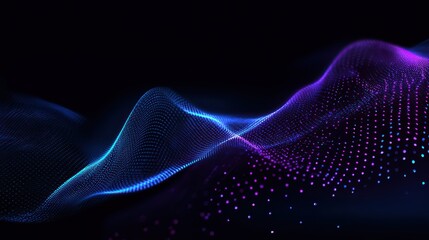 Fototapeta premium Abstract Digital Wave Form With Blue And Purple Glowing Particles In A Dark Futuristic Environment With Soft Gradient Lighting