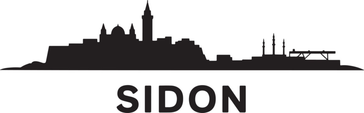 Sidon city skyline silhouette ancient historical architecture travel view