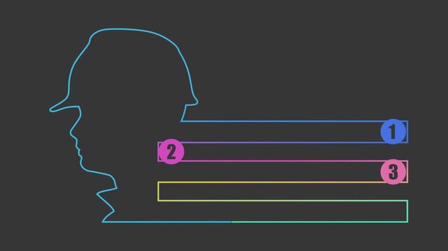 Portrait of architect. Engineer with copy space. Project management, engineering and safety inspection. Five features or option to select. Infographic for business information visualization.