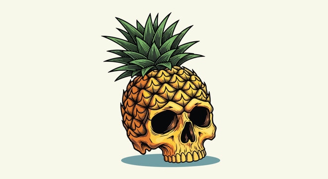 Skull Pineapple Hybrid Illustration 3.