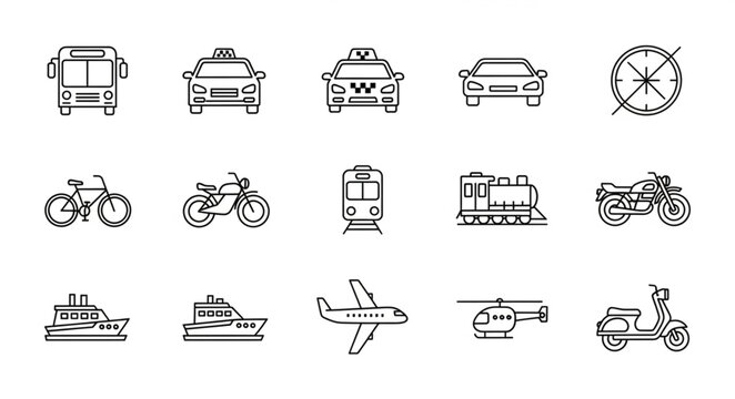 Vehicles icons set with transport.