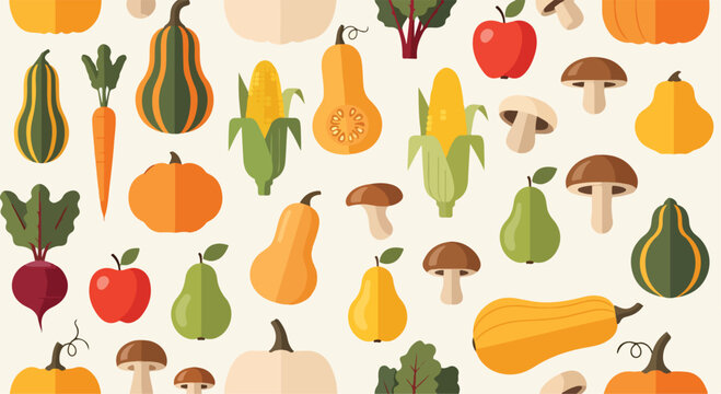 Colorful arrangement of various fruits and vegetables