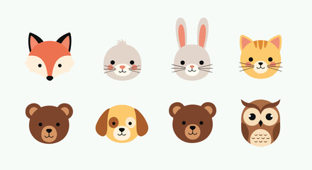Obraz premium A collection of cute animal faces