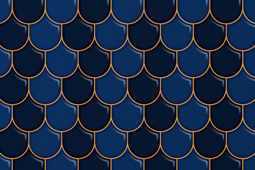 fish scales ceramic background illustration with line golden shinny. Can be used for floor tiles, home decoration, textile fabrics, wallpaper © nakigitsune-sama