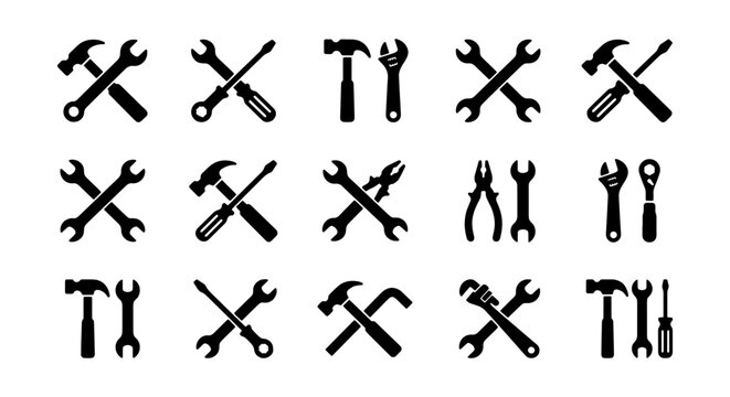 Tool Icons Set Workshop Equipment Vector